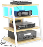Besiost AV Media Stand with Outlets, Media Console with LED Lights, Stereo by Besiost