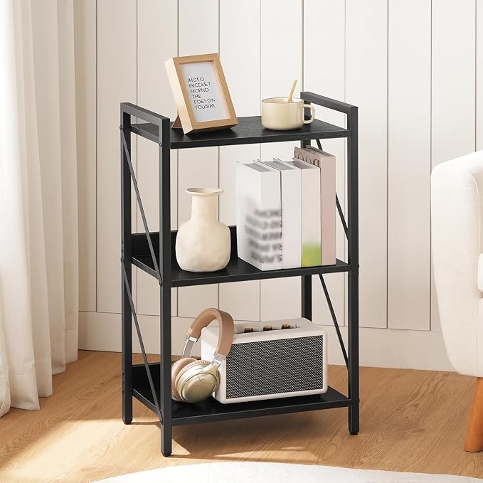 HOOBRO Bookshelf, 3-Tier Industrial Bookcase, Book Shelf Storage Organizer - Image 7
