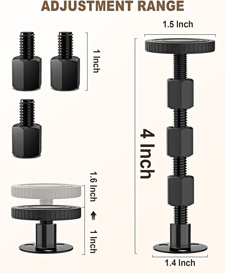4PCS Adjustable Threaded Bed Frame Anti-Shake Tool, Upgraded Headboard stoppers - Image 2