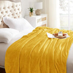KMUSET Fleece Blanket Honey Yellow Lightweight Super Soft Cozy Fuzzy Bed - Image 3