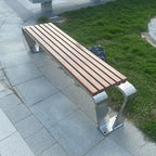 LITFAD Outdoor Indoor Bench Stainless Steel Metal Park Bench by LITFAD