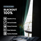 SimpleHome Dark Green 100% Blackout Curtains Room Darkening Living Room 72 | - Image 3