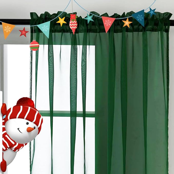 SpaceDresser Sheer Voile Window Treatment Rod Pocket Curtain Panels - Image 4