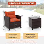 Tangkula 3 Pieces Patio Furniture Set, PE Rattan Wicker 3 Pcs Outdoor Sofa Set - Image 6