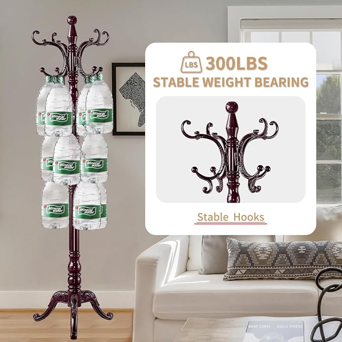 ZOZOE Wooden Classic Coat Rack Stand, Solid Wood Coat Rack Freestanding - Image 5