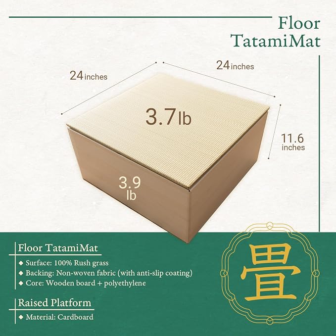 BJDesign Square Tatami Bench and Raised Platform Unit | Japanese Style Igusa - Image 2