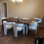 BESTANO Set of 6 Modern Linen Fabric Upholstered Dining Chairs - Image 4