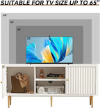 ARTPOWER 55” Fluted TV Stand, Mid Century Modern White TV Stand - Image 3