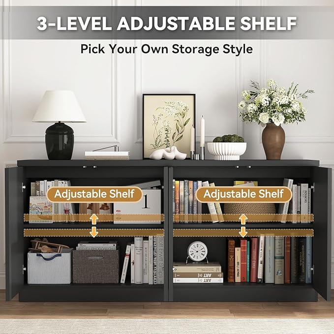 63'' Fluted TV Stand for TVs up to 75'', Modern Media Console - Image 3