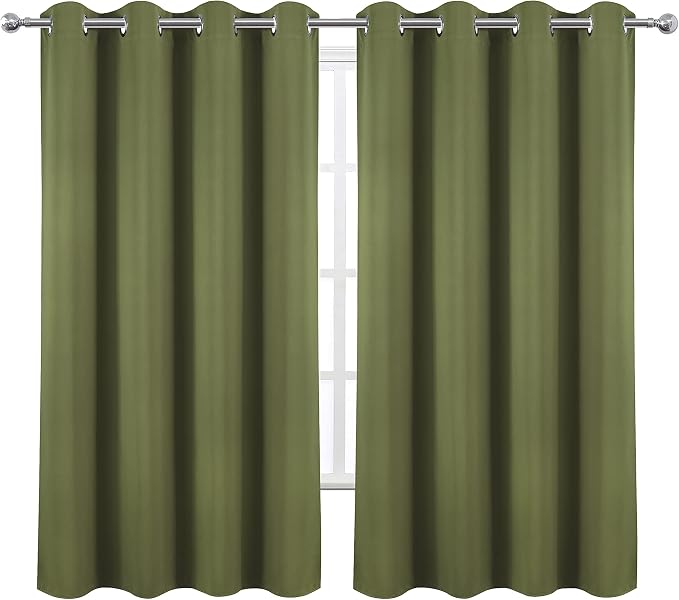 Olive Green Blackout Curtains 52 x 63 Inch Length/Set of 2 Curtain - Image 2