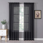 Tollpiz Sheer Curtains Bedroom Linen Textured Curtain Sheers Light Filtering by Tollpiz