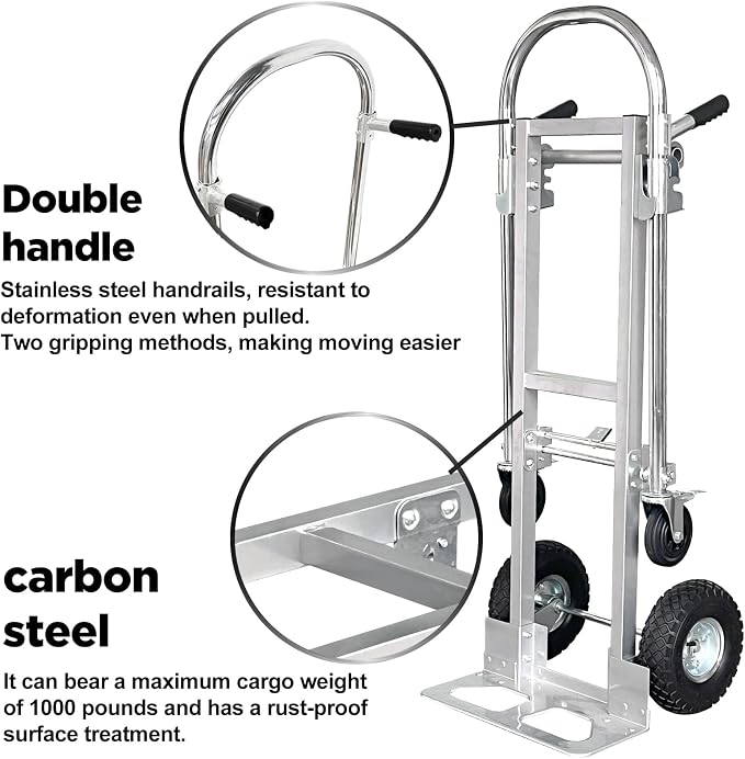 Silver Convertible Hand Truck Dolly Cart - Image 4