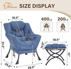 Welnow Lazy Chair with Ottoman, Modern Accent Chair with Armrests and a Side - Image 3
