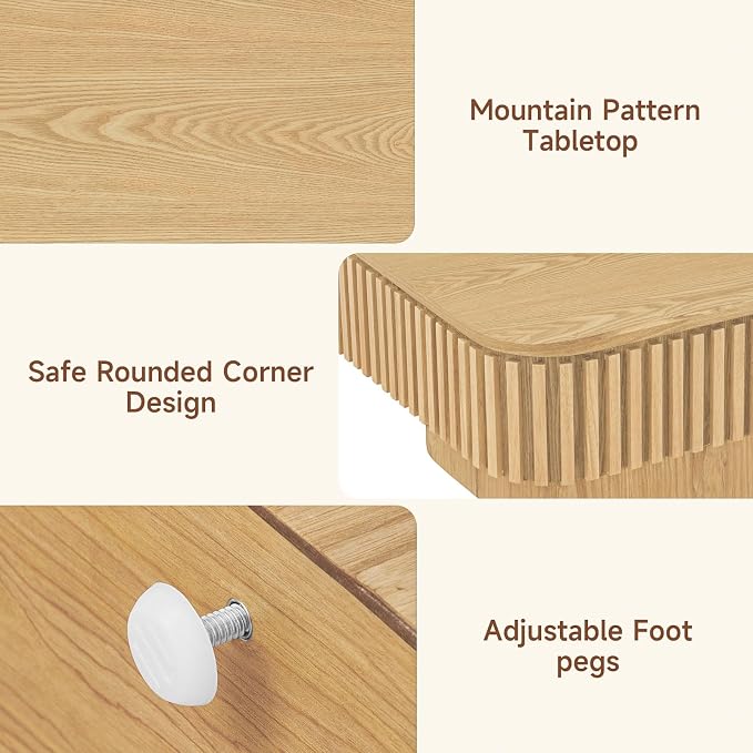 Lift Top Coffee Table for Living Room, Rectangle Handmade Solid Wood Strips - Image 4