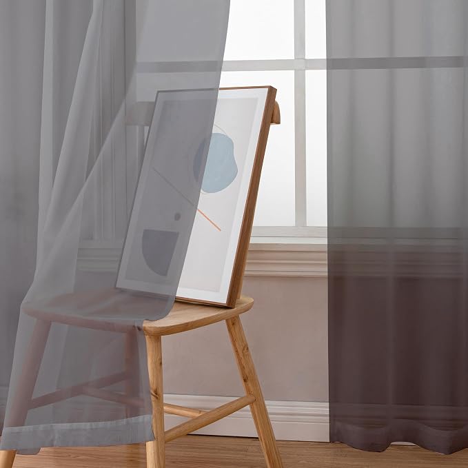 Grey Sheer Curtains, Sheer Curtains 78 inches Long 2 Panels Set, Rod Pocket - Image 9