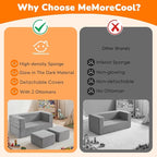 MeMoreCool Kids Play Couch Sofa – Grey Modular Convertible Foam Couch Soft - Image 7