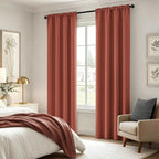 MIULEE 84 Inch Length Terracotta Blackout Bedroom Curtains Set of 4 | Thermal - Image 4