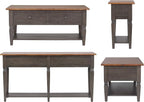 Sunset Trading Dakota 4PC Wood w Drawers, Storage Shelves, Distressed Brown and - Image 4