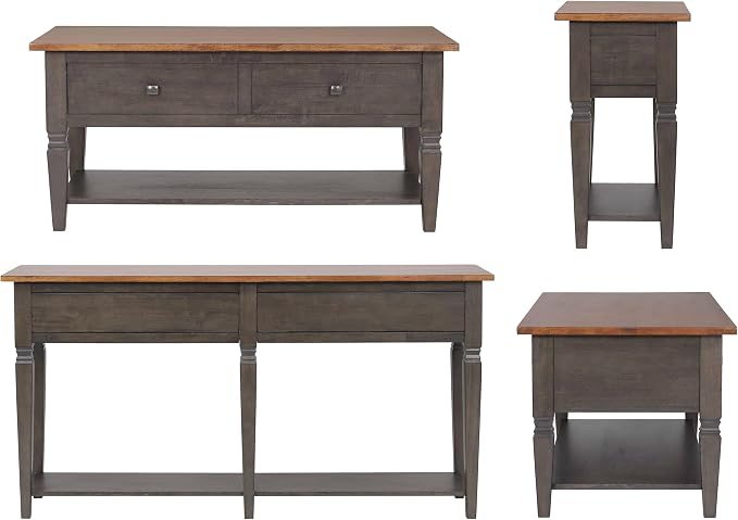 Sunset Trading Dakota 4PC Wood w Drawers, Storage Shelves, Distressed Brown and - Image 4