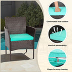 FDW | 4-Piece Patio Furniture Set | Brown & Blue | Outdoor Wicker Furniture - Image 4