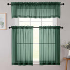 Cafe Curtains 36 Inch Length Tier 2 Pieces, Modern Soft Airy Sheer Kitchen - Image 8