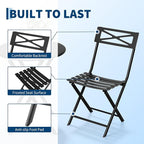 GarveeTech 3-Piece Folding Bistro Set, Heavy Duty Outdoor Patio Furniture - Image 3