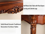 Solid Wood Console Traditional Decorative Furniture Tables, Half Moon Sofa Table - Image 5