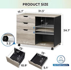 DEVAISE 3-Drawer Wood File Cabinet, Mobile Lateral Filing Cabinet, Printer Stand - Image 2