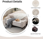 SOFTHION 58.1" Storage Bench Upholstered Linen End of Bedroom Bed Bench Ottoman - Image 4