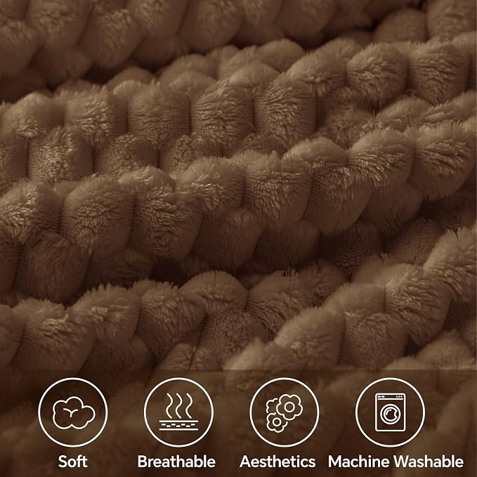 BEDELITE Brown Throw Blanket for Couch, Soft Cozy Gifts for Women, 50 * 60 | 3D - Image 3