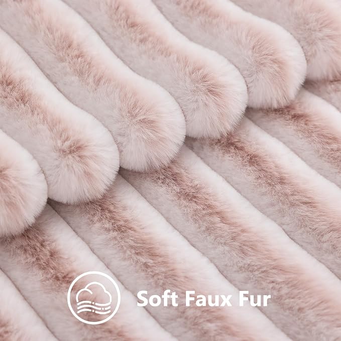 decorUhome Fall Faux Fur Throw Pillow Covers 18x18 Set of 2 Pink White | - Image 3
