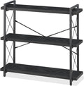 HCHQHS Bookshelf, 3-Tier Industrial Bookcase, Freestanding Horizontal by HCHQHS