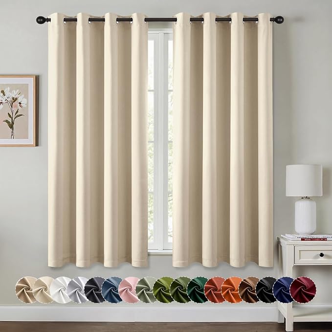 MIULEE Blackout Curtains for Bedroom 2 Panels 55 x 68 Inch Long Cream Beige | by MIULEE
