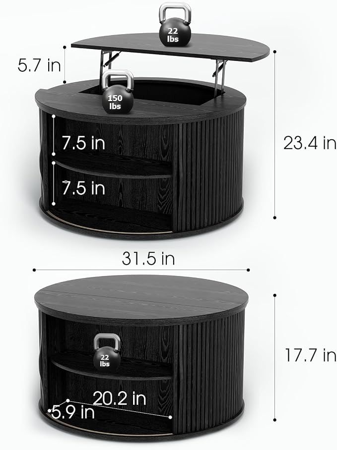 SULIVES Round Coffee Table - Image 2