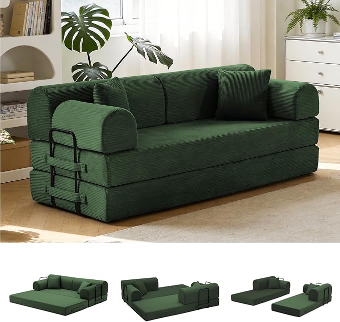 79'' Convertible Sofa Bed, 6 in 1 Folding Floor Futon Couch Sleeper by QQR