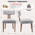 HNY Mid Century Modern Dining Chairs, Farmhouse Linen Fabric Upholstered Accent - Image 2
