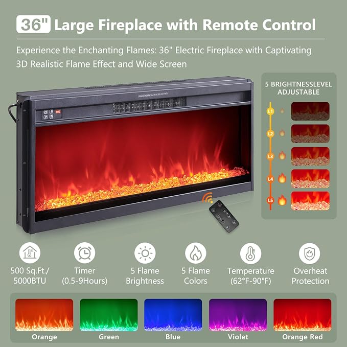 IFGET 70" Fluted Fireplace TV Stand - Image 3