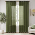 MIULEE Olive Green Sheer Curtains 54 X 72 Inches, 2 Panels | Solid Color by MIULEE