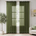 MIULEE Olive Green Sheer Curtains 54 X 84 Inches, 2 Panels | Solid Color by MIULEE