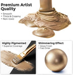 Nicpro Metallic Sahara Gold Acrylic Paint, 8.45oz/250ml Large Gold Leaf Paint - Image 2