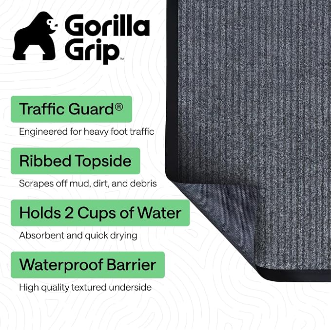 GORILLA GRIP Waterproof Traffic Guard Door Mat, 2 Pack Indoor Outdoor Durable - Image 2