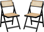 Furlide Rattan Folding Chairs, Modern Mid Century Dining Chairs Set of 2 by Furlide