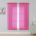 Simplebrand Hot Pink Sheer Curtains 63 Inch Length 2 Panels, Rod Pocket Solid by Simplebrand