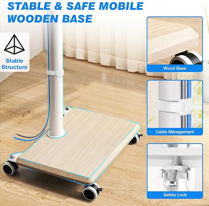 Rfiver Rolling TV Stand for 32 to 55 60 Inch TVs up to 88lbs, Height Adjustable - Image 6