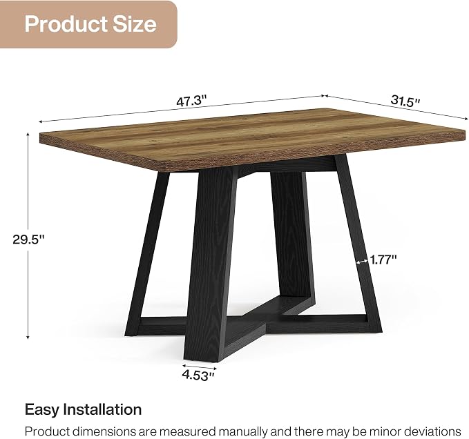 Tribesigns 47-Inch Dining Table Set of 2, Farmhouse Kitchen Table - Image 2