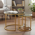 Round Nesting Coffee Table Set of 2, Modern Glass Nesting Tables, Stacking by Cuizehua