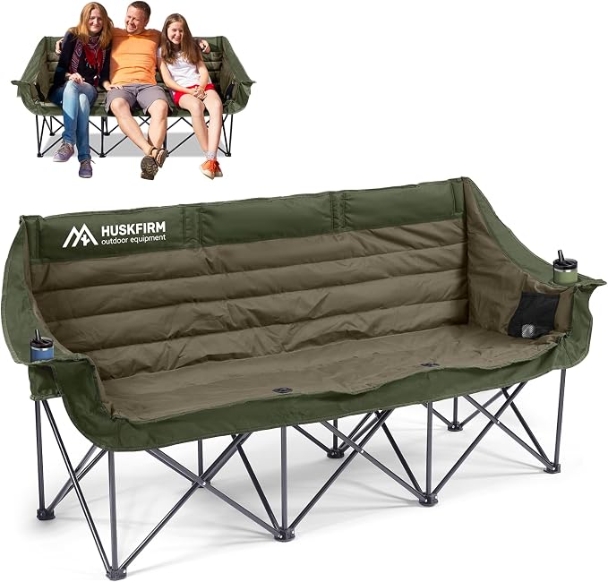Huskfirm 3 Person Camping Chairs Folding Double Camping Chair Portable by Huskfirm