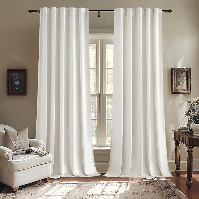MIULEE White Velvet Curtains 52x90 inches Luxury Room Darkening Curtains | - Image 7