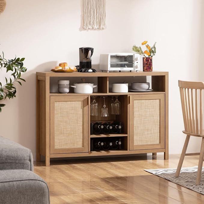 SICOTAS 51" Coffee Bar Cabinet Bar Cart - Image 2