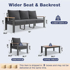Aoxun Aluminum Patio Furniture Set 5 Seats, Oversized Outdoor Sectional - Image 7